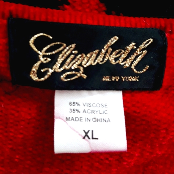 Vintage Red and Black Animal Print Cardigan - Size XL Full Zip Sweater - Picture 4 of 7